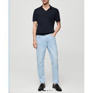 MANGO $149 Berto Regular Fit Cotton Lyocell Linen Light Wash Jeans Mens 31 NEW